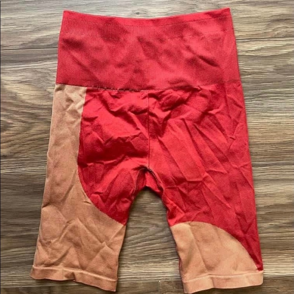 Fabletics Red Multicolor Biker Shorts